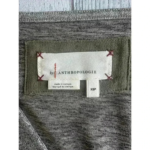 Anthropologie Carys Dolman Metallic Silver Faux Wrap Blouse Top XSP - Picture 6 of 9